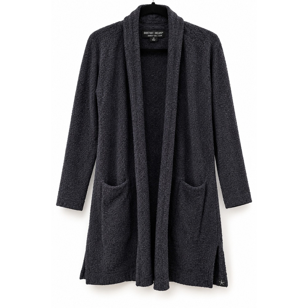 Barefoot Dreams Bamboo Chic Lite Cardigan Black Open Front Sweater XS